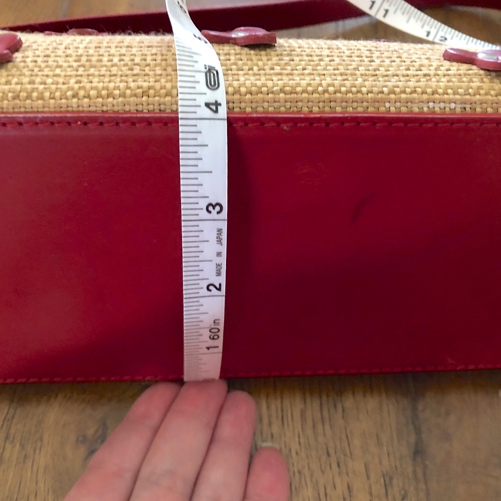 Cole Haan Straw Handbag with Red Leather Flowers - Picture 8 of 8